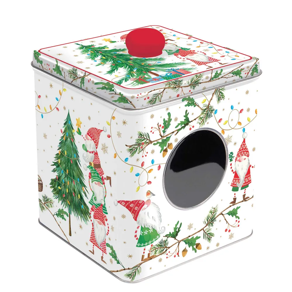Karácsonyi manó ablakos keksz tároló fémdoboz Ready Christmas