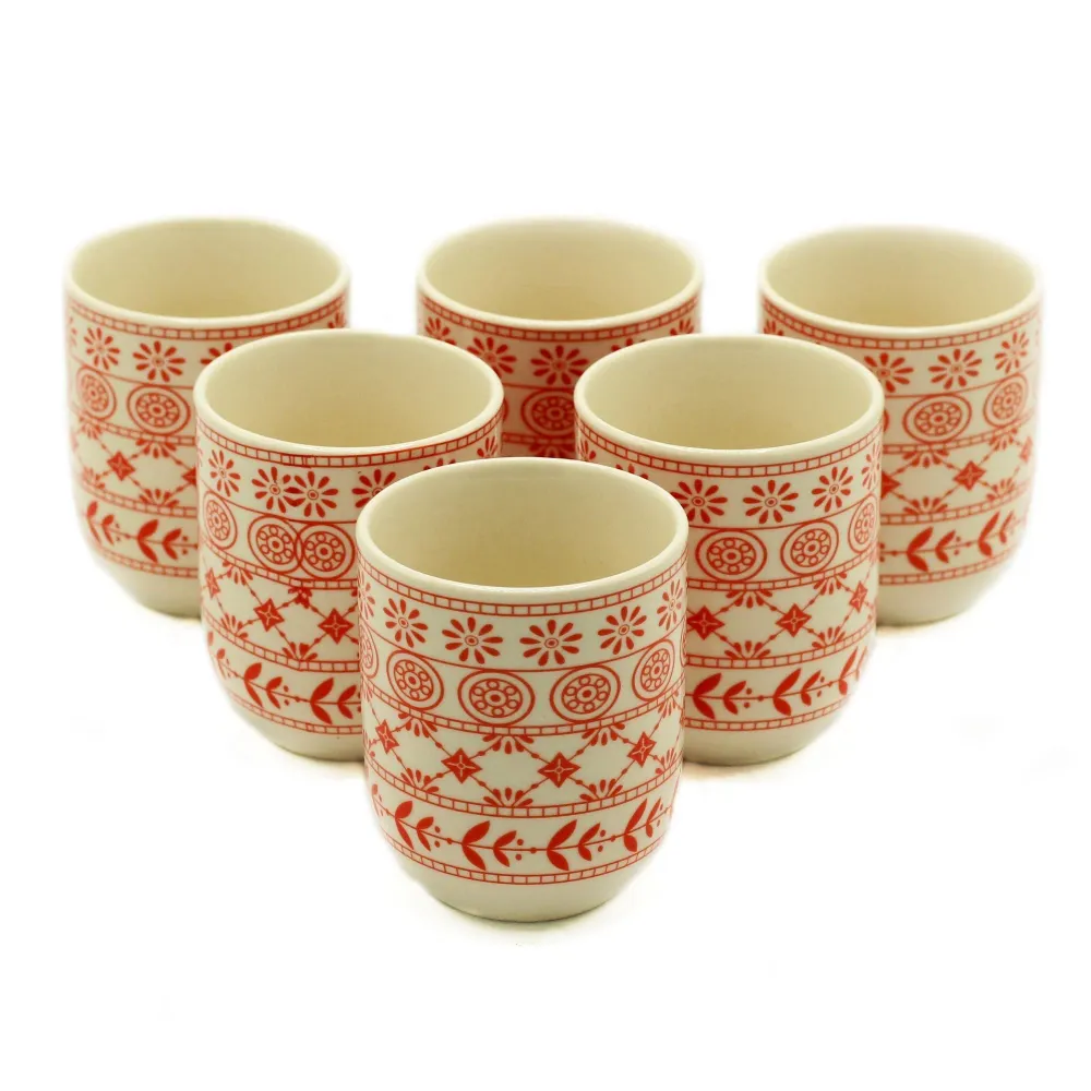 Tea csészék borostyán színben, 6 darabos készlet