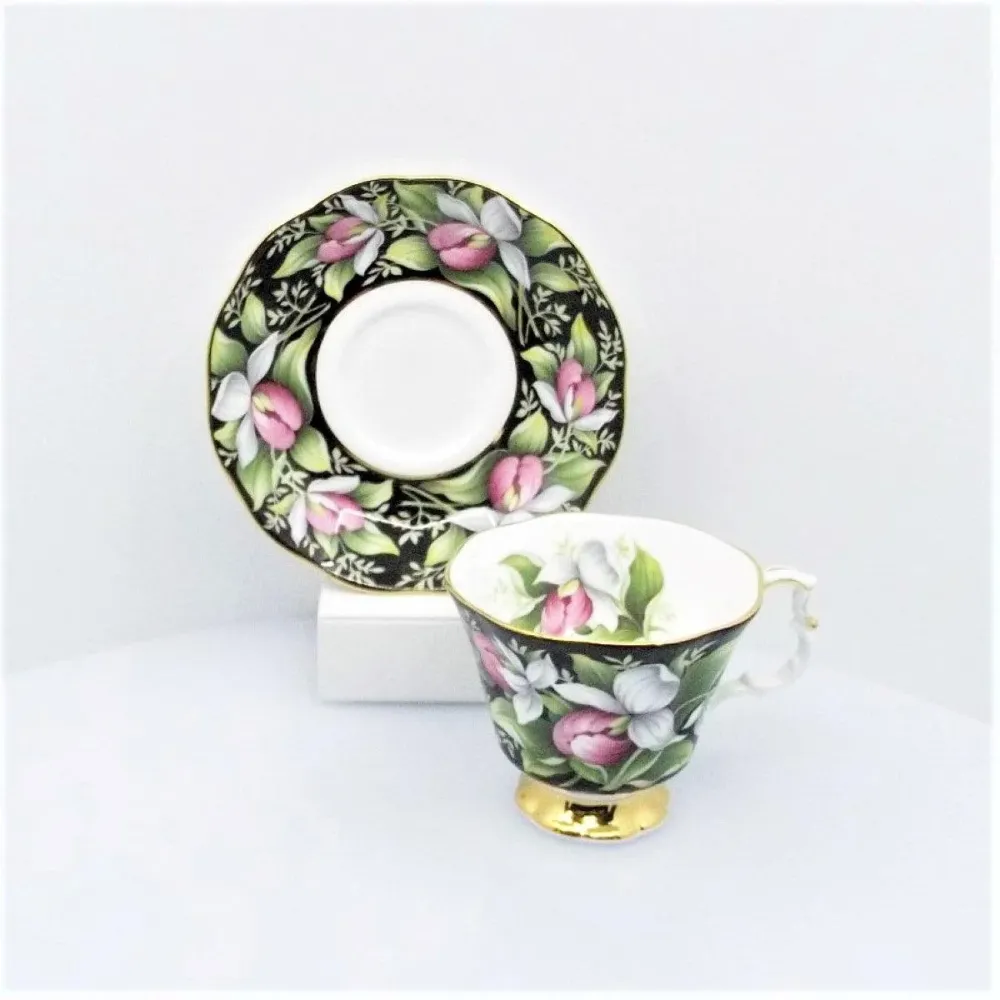 Royal Albert teáscsésze Lady Slipper angol porcelán zománc díszítések arany díszítéssel virág -S885-5