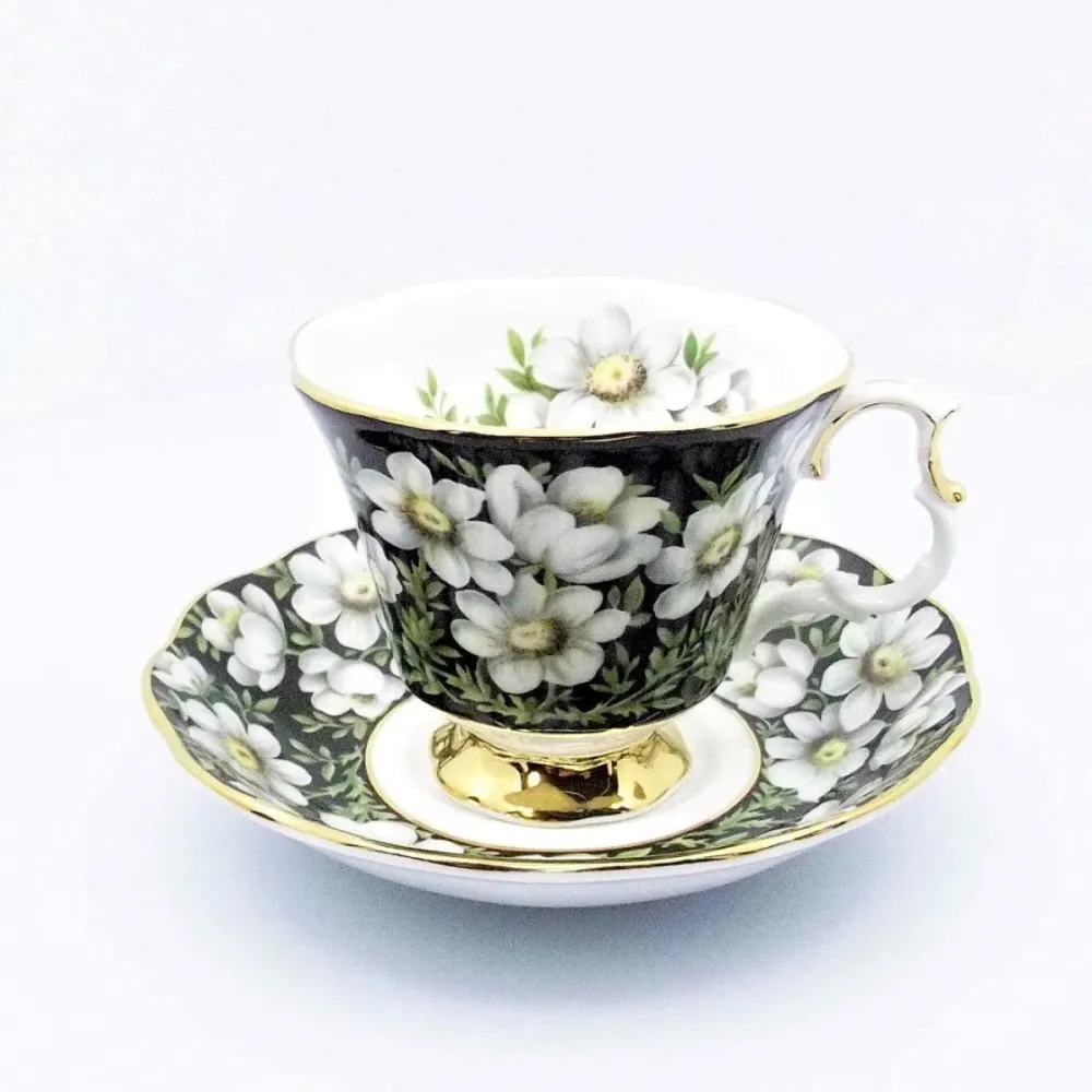 Royal Albert teáscsésze Mountain Avens angol porcelán zománc dekoráció arany bevonatú virág -S885-4