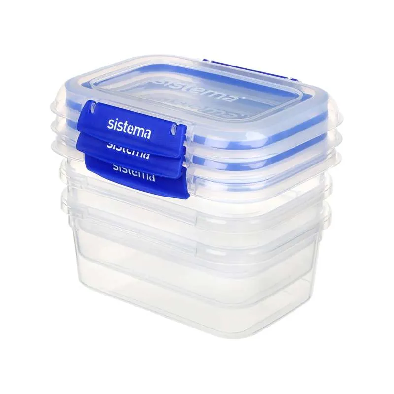 Sistema Élelmiszer tárolás - Klip It Plus - Téglalap - 3 db - 1L - Kék