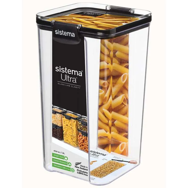 Sistema Élelmiszertárolás - Tritan Ultra - Négyzet - 1.3L - Fekete