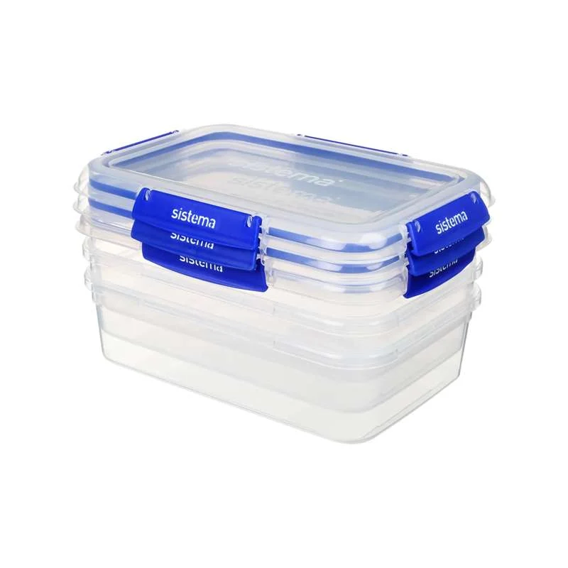 Sistema Étel tárolás - Klip It Plus - Téglalap - 3 db - 2.2L - Kék