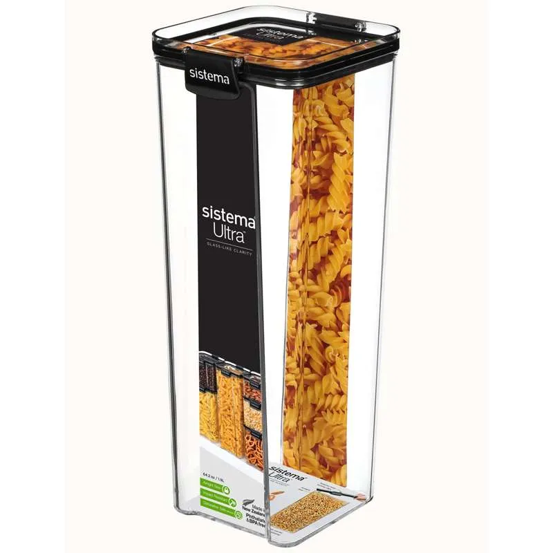 Sistema Étel tárolás - Tritan Ultra - Négyzet - Nagy - 1.9L - Fekete