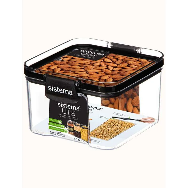Sistema Étel tárolás - Tritan Ultra - Négyzet - 460ml - Fekete