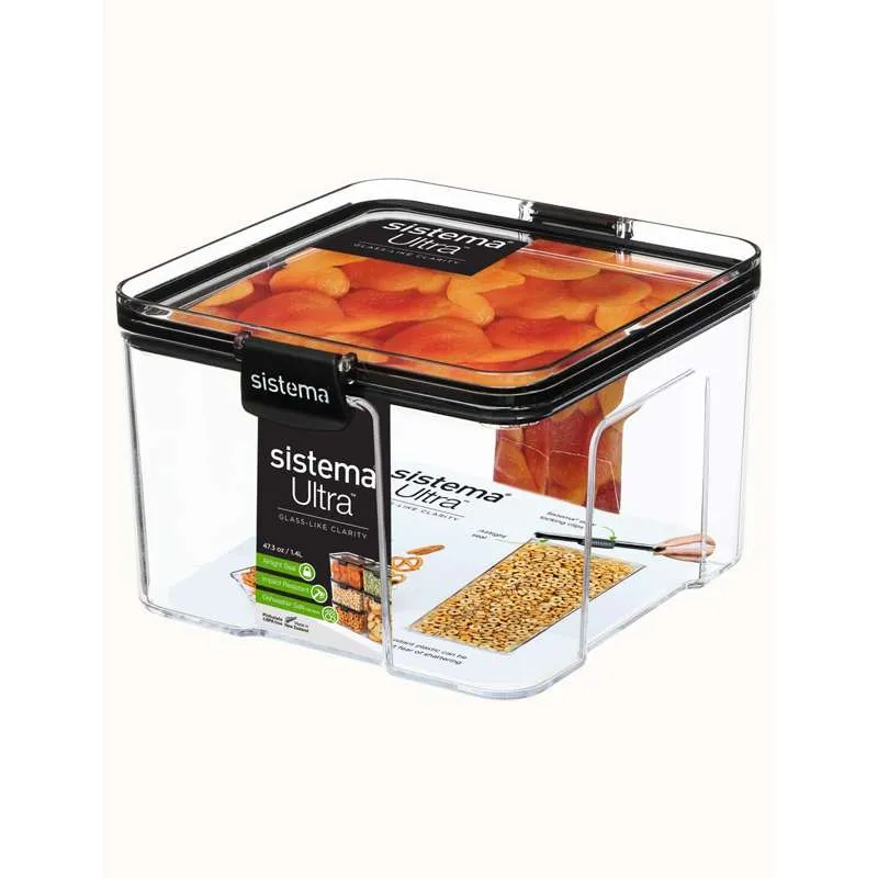 Sistema Étel tárolás - Tritan Ultra - Négyzetes - Nagy - 1.4L - Fekete