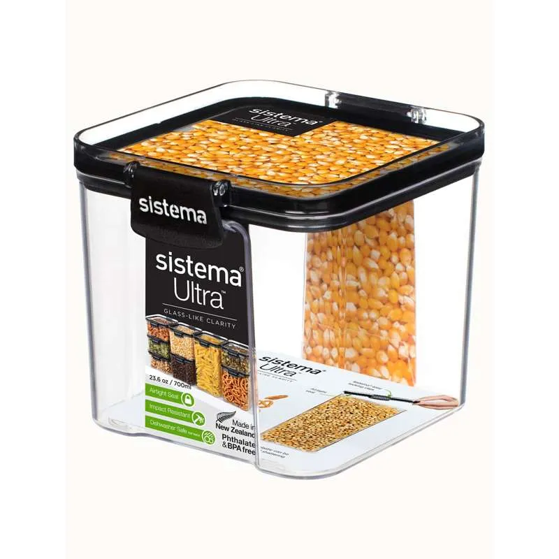 Sistema Étel tárolás - Tritan Ultra - Négyzetes - 700ml - Fekete