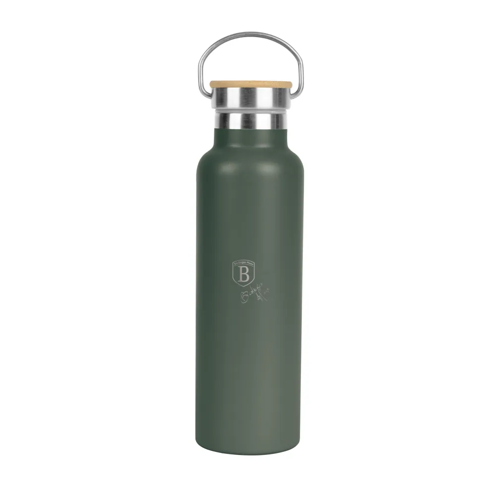 Berlinger Haus matt zöld rozsdamentes acél termosz bambusz kupakkal 600 ml