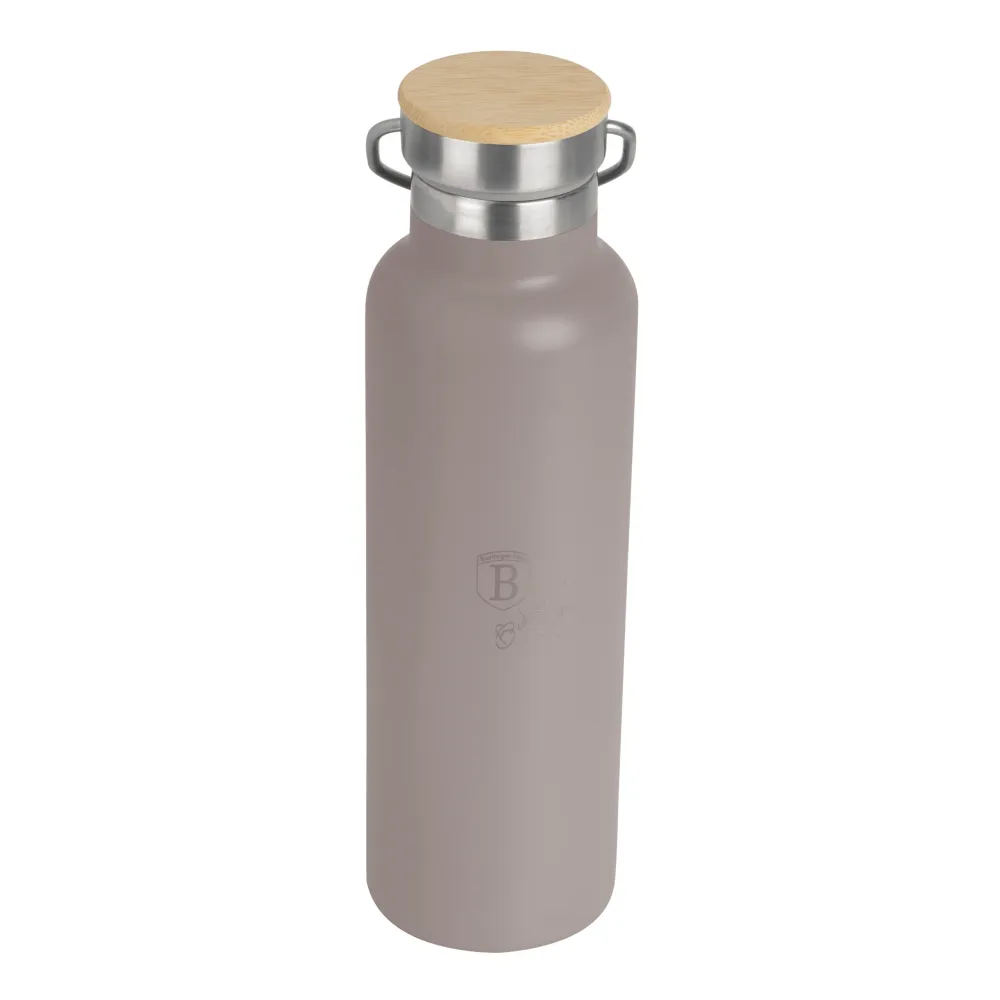 Hőtartó dupla falú Kulacs bambusz kupakkal 600 ml szürke / púder Berlinger Haus