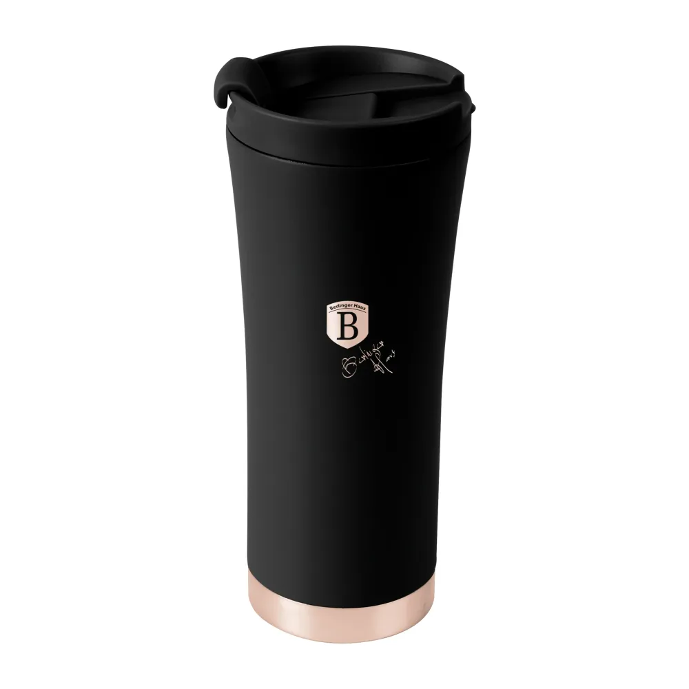 Rozsdamentes acél kávés termosz 500 ml matt fekete rose gold Black Rose Collection