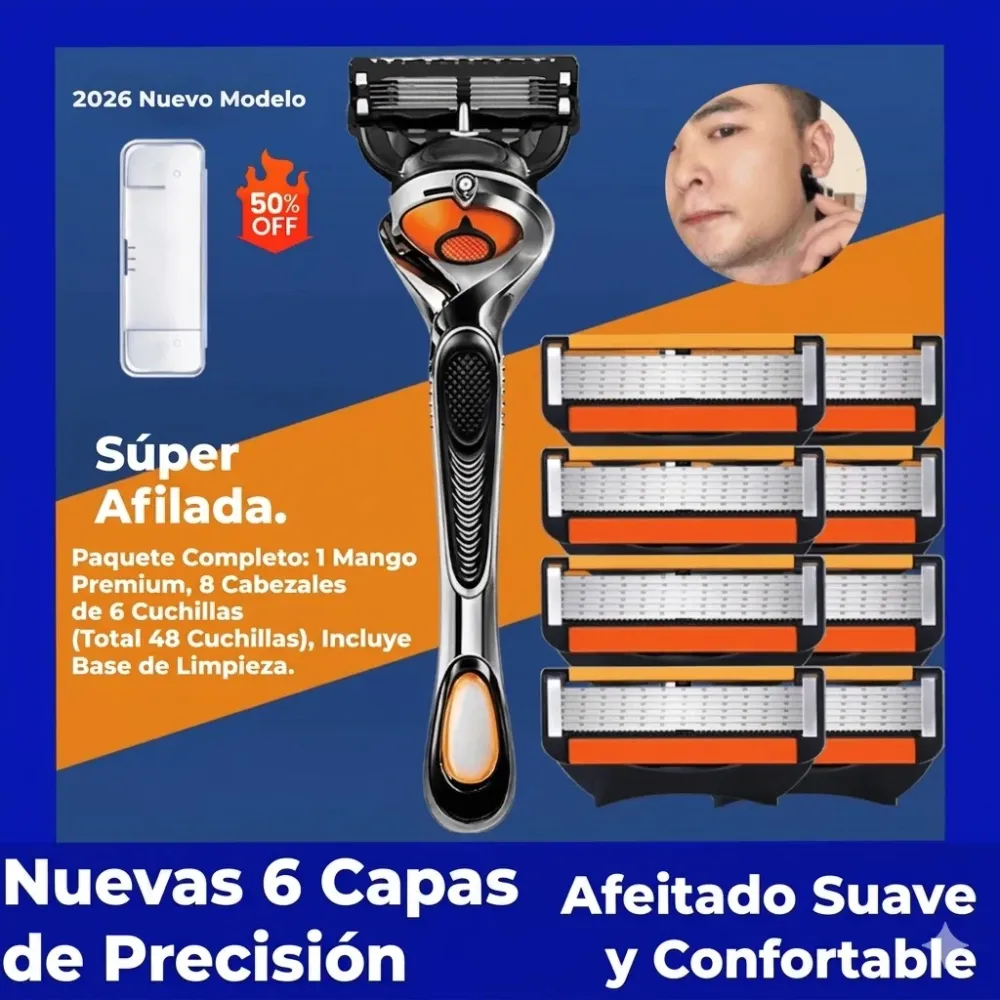 Set de Recambios de Maquinilla de Afeitar para Hombre + Soporte - Cuchillas de acero inoxidable ultra afiladas para un afe...