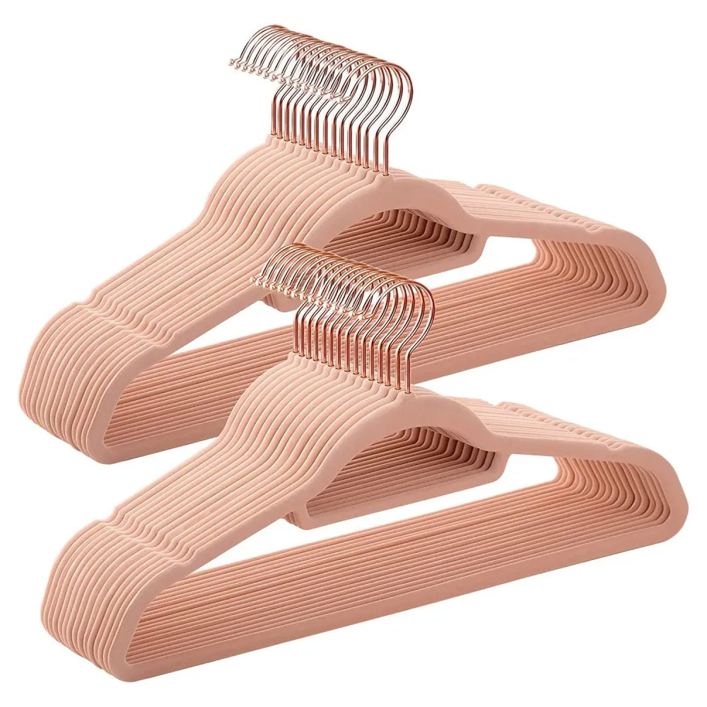 Bársonyos vállfák 30 darabos, csúszásmentes ruhaakasztó Rose Gold színű