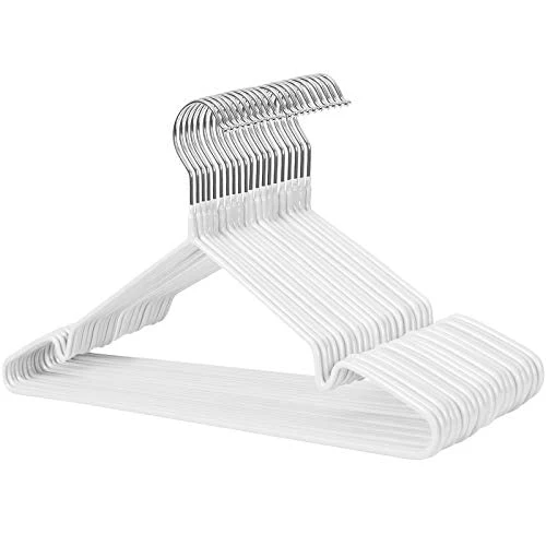 Fém fogasok, 20 csomag csúszásmentes ruhafogas, 0,4 cm vastag, fehér