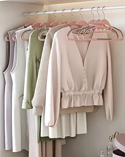 Műanyag ruhafogas U-alakú nyílással, csúszásmentes és helytakarékos, rózsaszín/sötétszürke, 20 darabos készlet