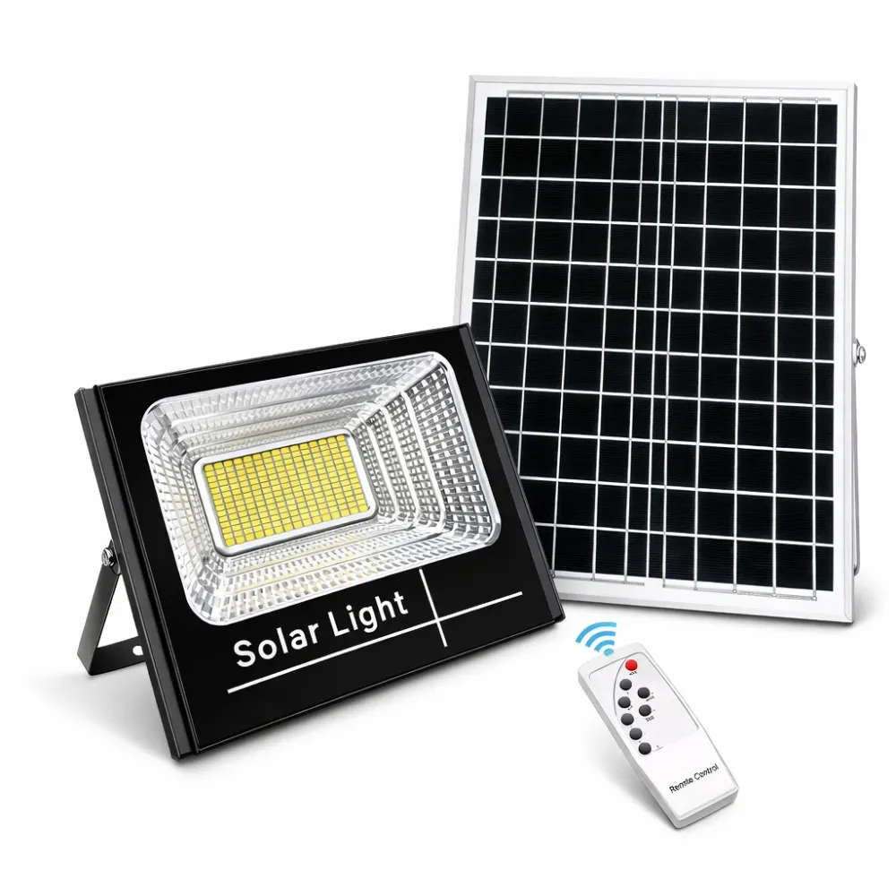 300W Napelemes LED Reflektor Távirányítóval – Kültéri IP67 Utcai és Udvari Lámpa