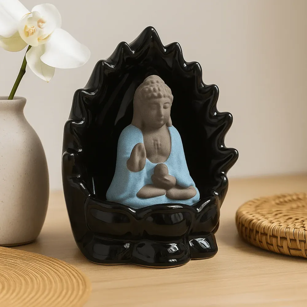 Visszafolyású füstölőtartó, Buddha világítással