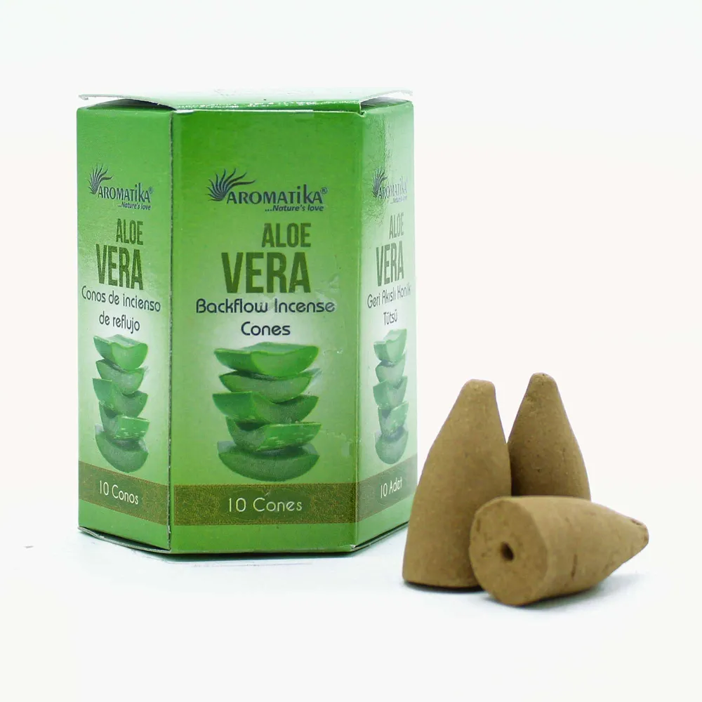 Visszafolyó füstölő kúpok Aloe Vera, 10 darabos csomag