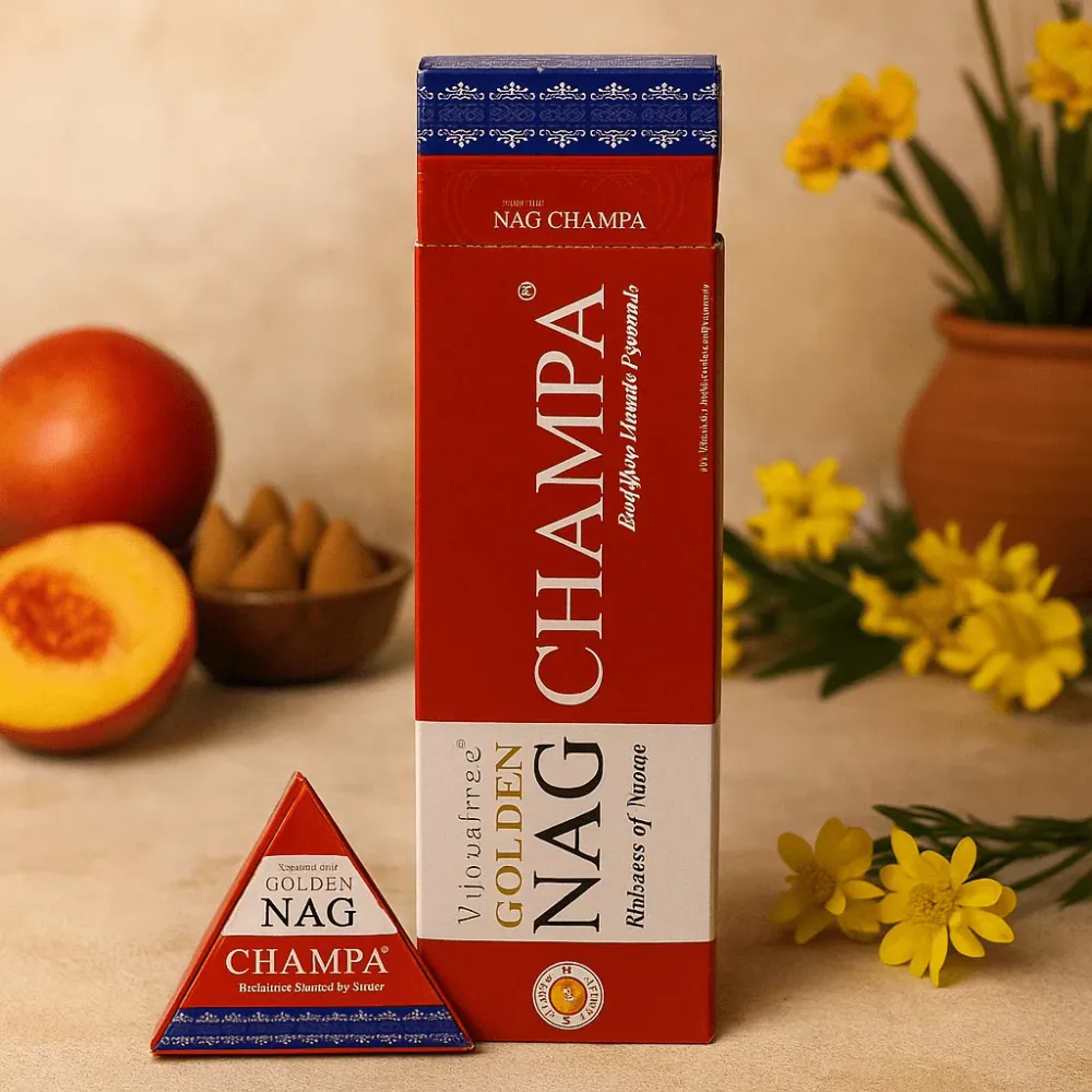 Visszafolyó füstölő kúpok Champa Jumbo 42g Golden Nag