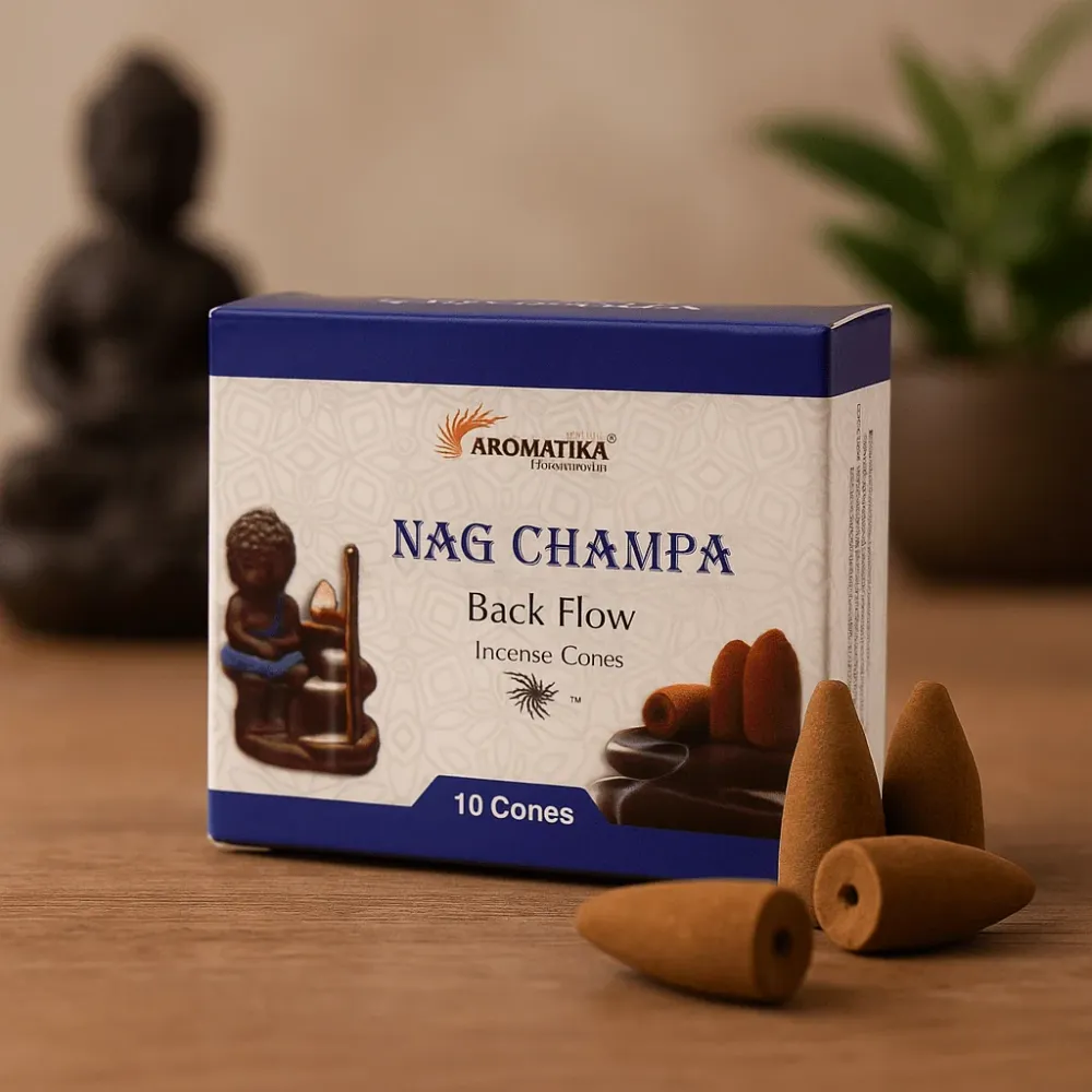 Visszafolyó füstölő kúpok Nag Champa 10 kúp Aromatica