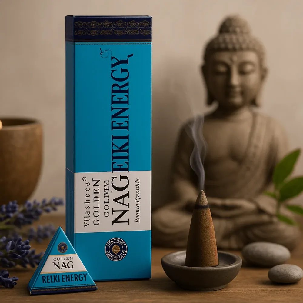 Visszaáramló füstölő kúpok Reiki energia 42g – Golden Nag