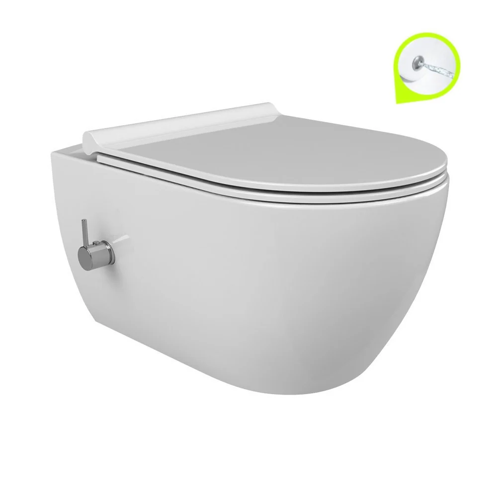 CeraStyle CITY fali WC - BEÉPÍTETT bidé funkcióval - rimless - perem nélküli