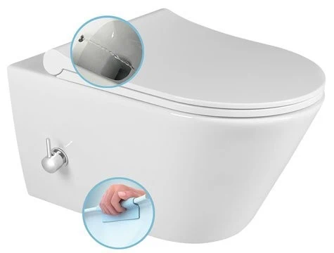 Sanovit AVVA fali WC - BEÉPÍTETT bidé funkcióval - rimless - perem nélküli - 53 cm