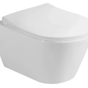 Sanovit SLIM AVVA fali WC + Brilla SLIM L ülőke - perem nélküli - rövid - 49 cm