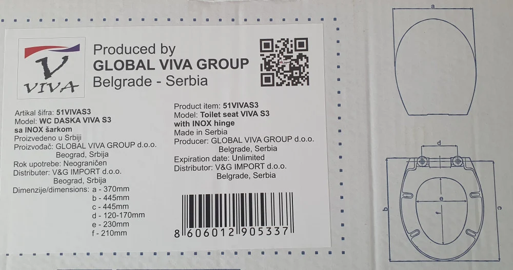 Viva S3 WC ülőke - duroplast - fém zsanérral