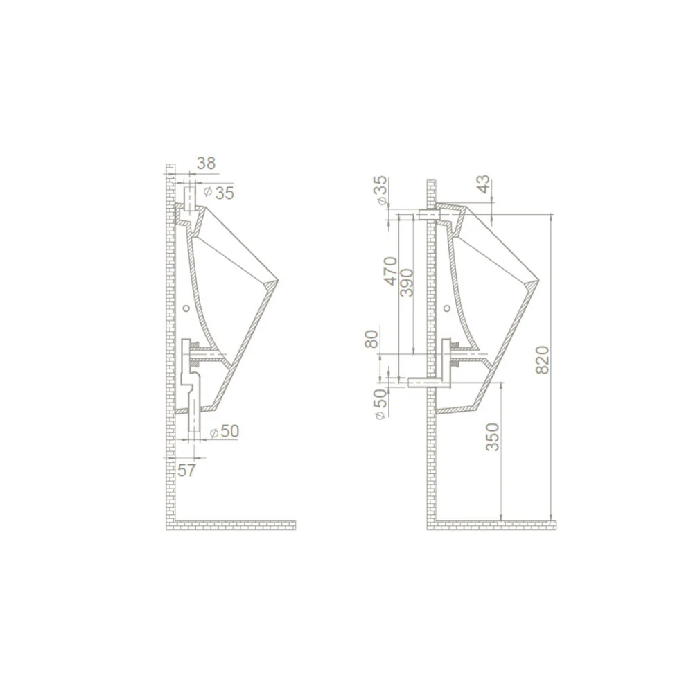 CeraStyle CITY - PISZOÁR - porcelán - FELSŐ vízbekötésű - szifonnal - 55 cm x 32 cm