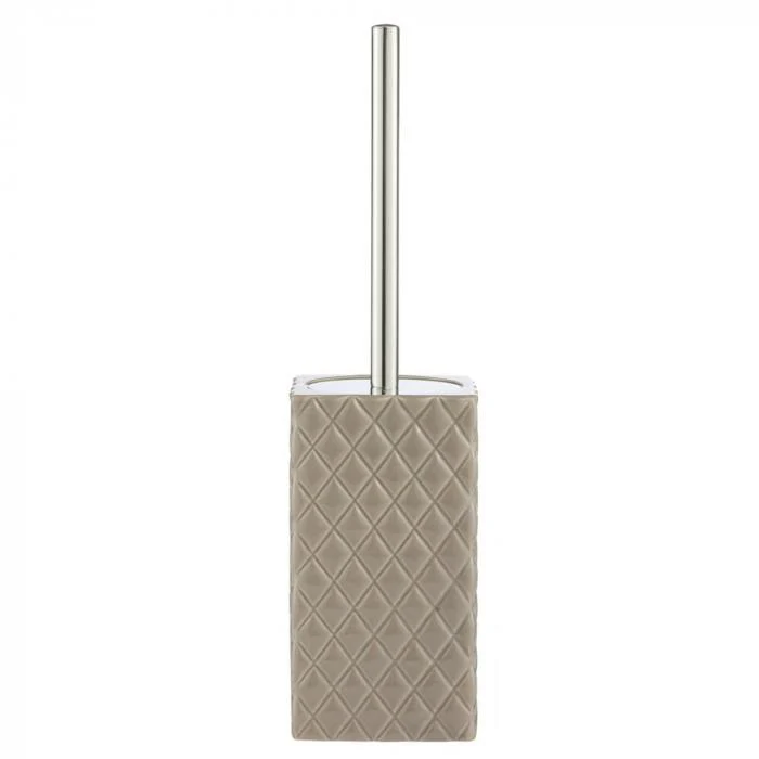 Portia bézs kerámia WC-kefe – 39 cm (ezüst nyéllel)