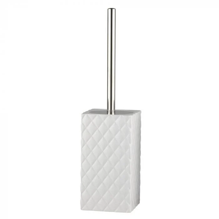 Portia fehér kerámia WC-kefe – 39 cm (ezüst nyéllel)