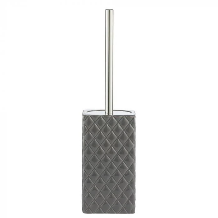 Portia szürke kerámia WC-kefe – 39 cm (ezüst nyéllel)