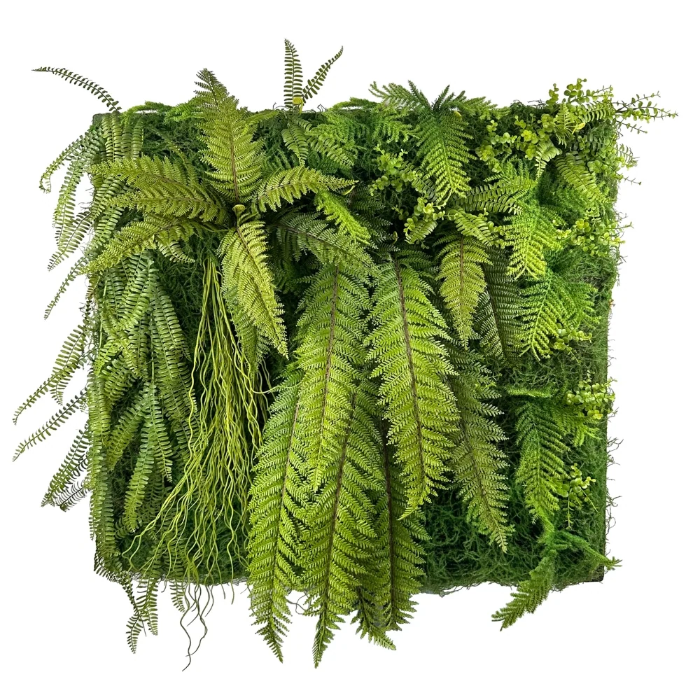 Mű növényfal panel 100 x 100 cm páfrány-moha "Polypodiopsida"