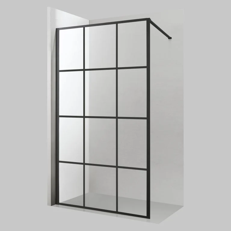 Viva AQUA Max WALK Zuhanyfal - FEKETE mintás - FEKETE profil - 8 mm NANO üveg - 110 x 200 cm